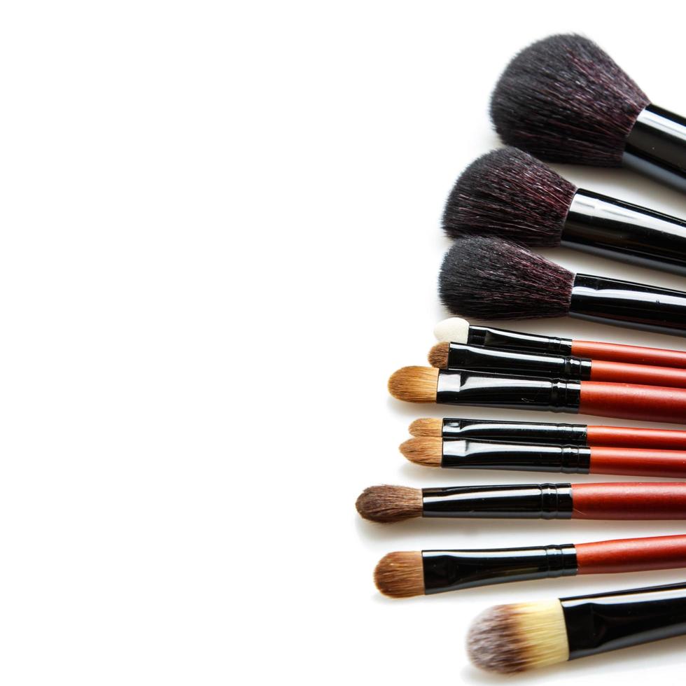 Professional makeup brushes with natural fur photo