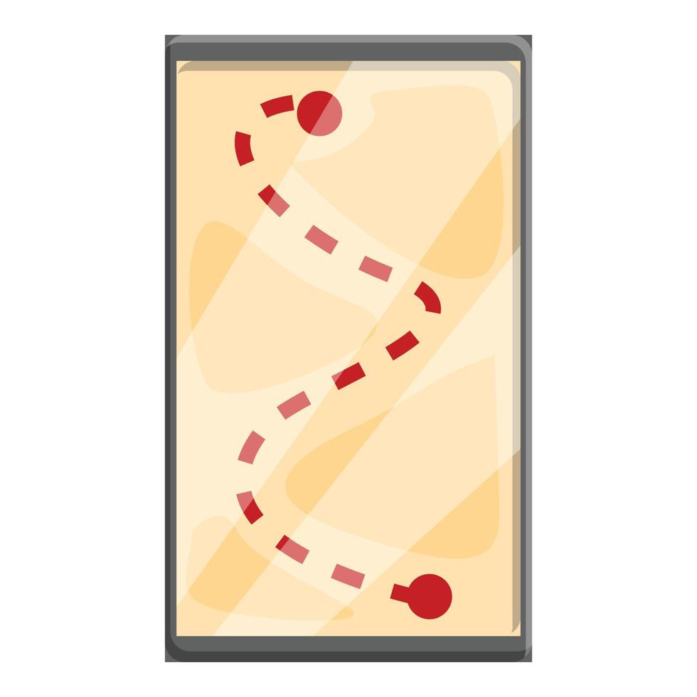 Smartphone itinerary icon, cartoon style vector