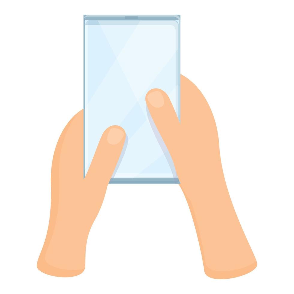 Hand take phone icon, cartoon style vector