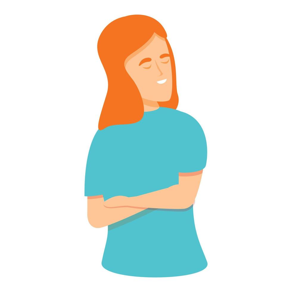 Girl relax narcissism icon, cartoon style vector