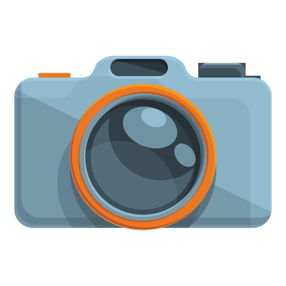 Camping camera icon, cartoon style vector
