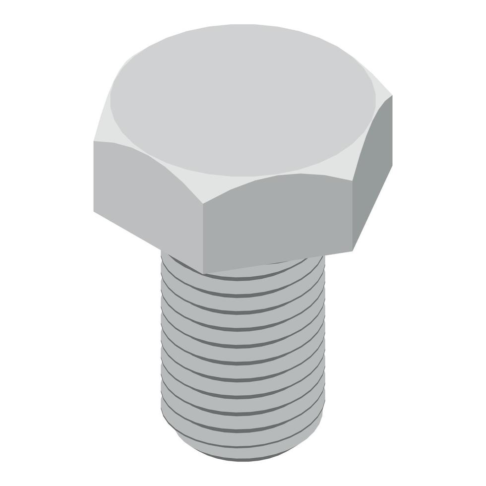 Steel bolt icon, isometric style vector