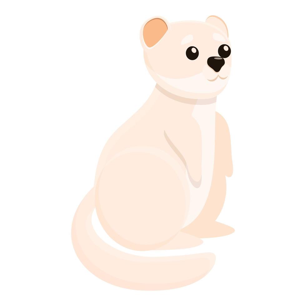 icono de visón blanco, estilo de dibujos animados vector