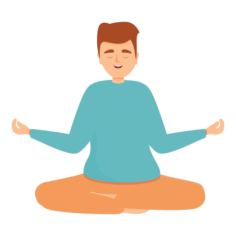 Concentrated meditation icon, cartoon style vector