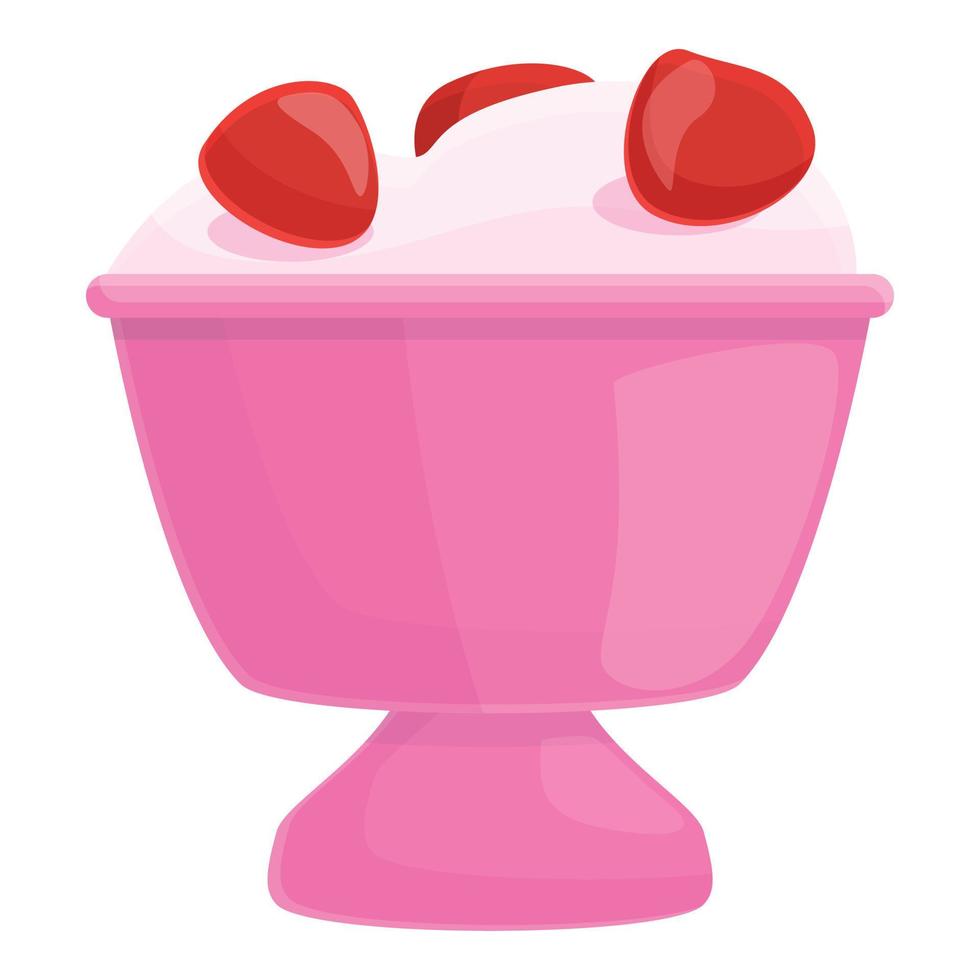 icono de helado de fresa, estilo de dibujos animados vector