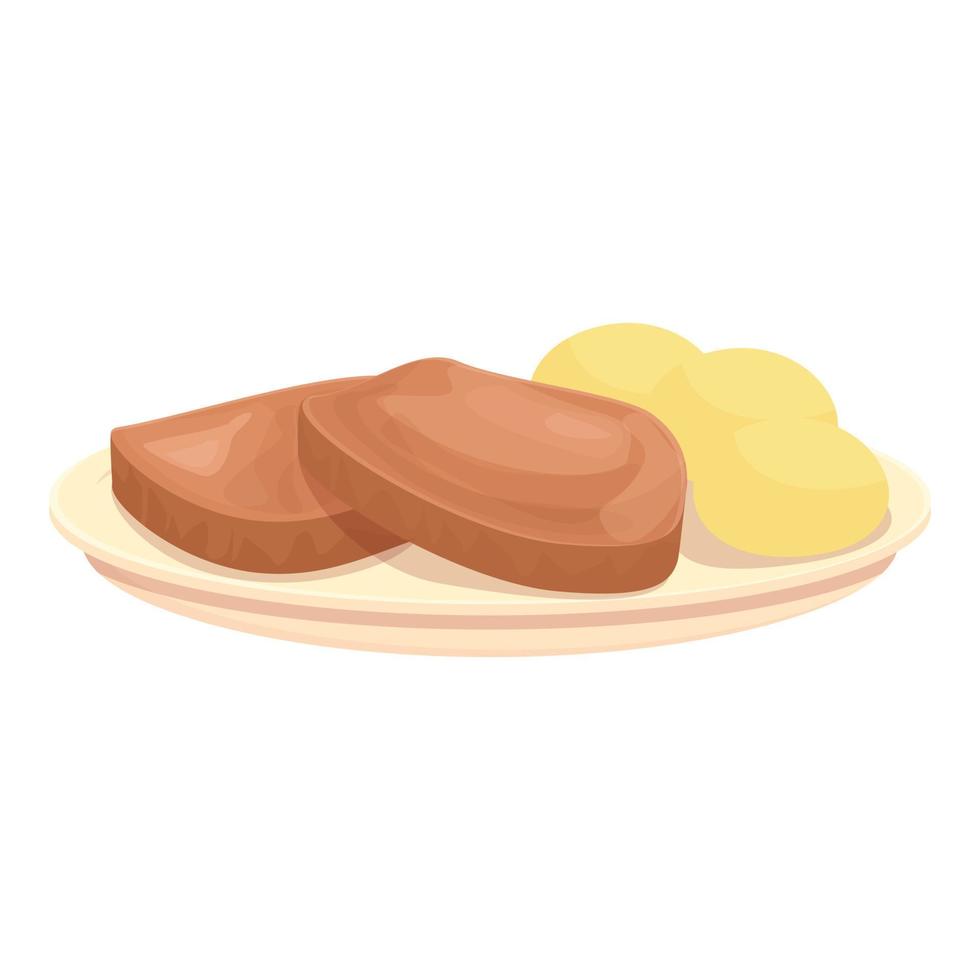 Steak with potato icon cartoon vector. Food cuisine vector