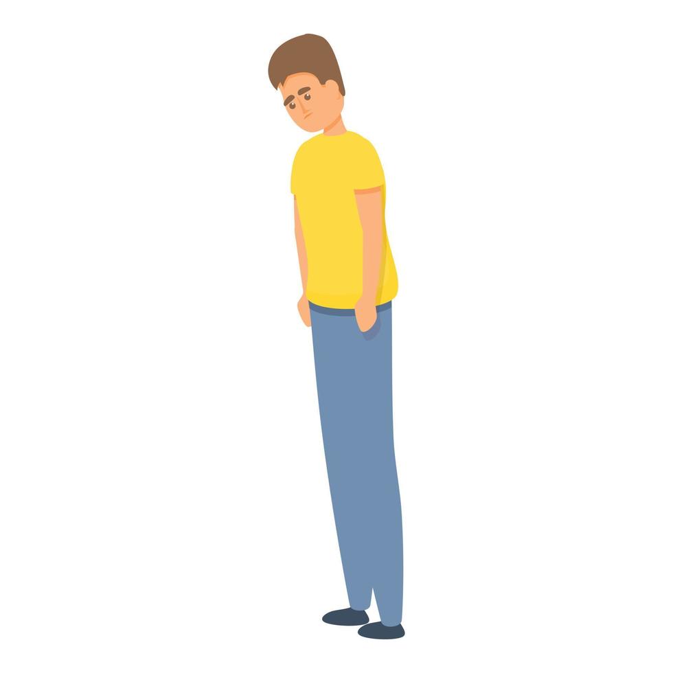 Guilty boy icon, cartoon style vector