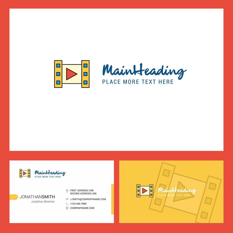 Video Logo design with Tagline Front and Back Busienss Card Template Vector Creative Design