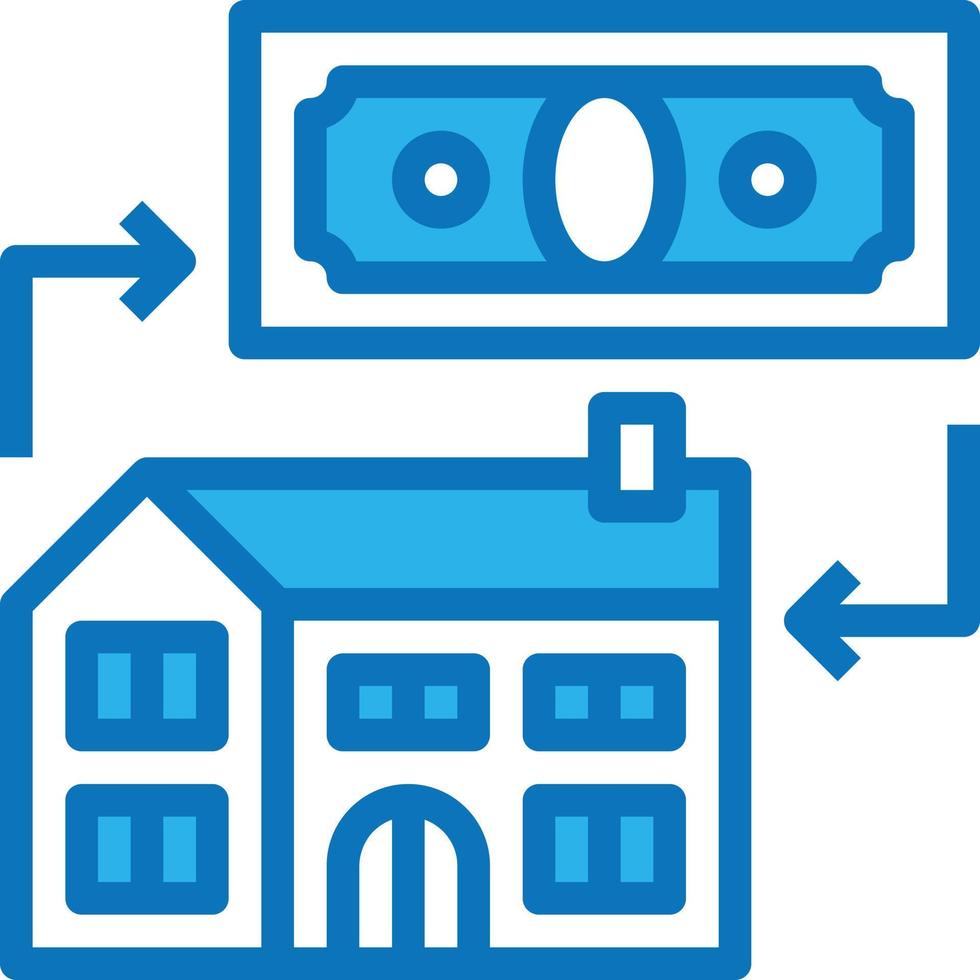 refinancing mortgage real estate investment - blue icon vector