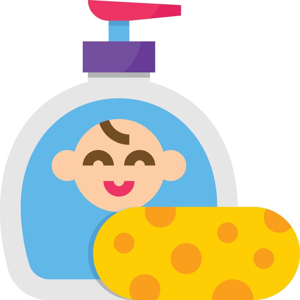 baño de esponja de jabón accesorios para bebés - icono plano vector