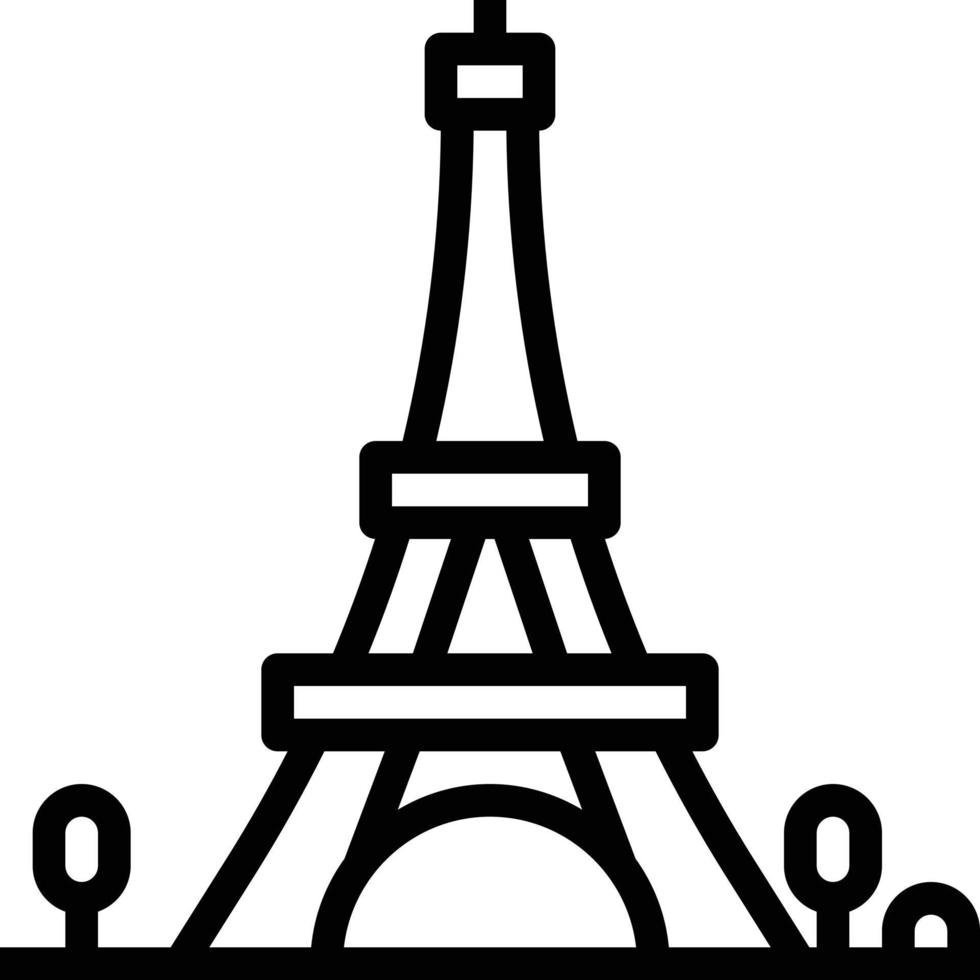 torre eiffel parís francia hito - icono de contorno vector