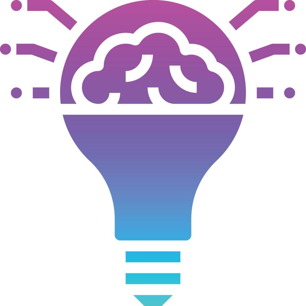 researching lighting ai artificial intelligence - solid gradient icon vector