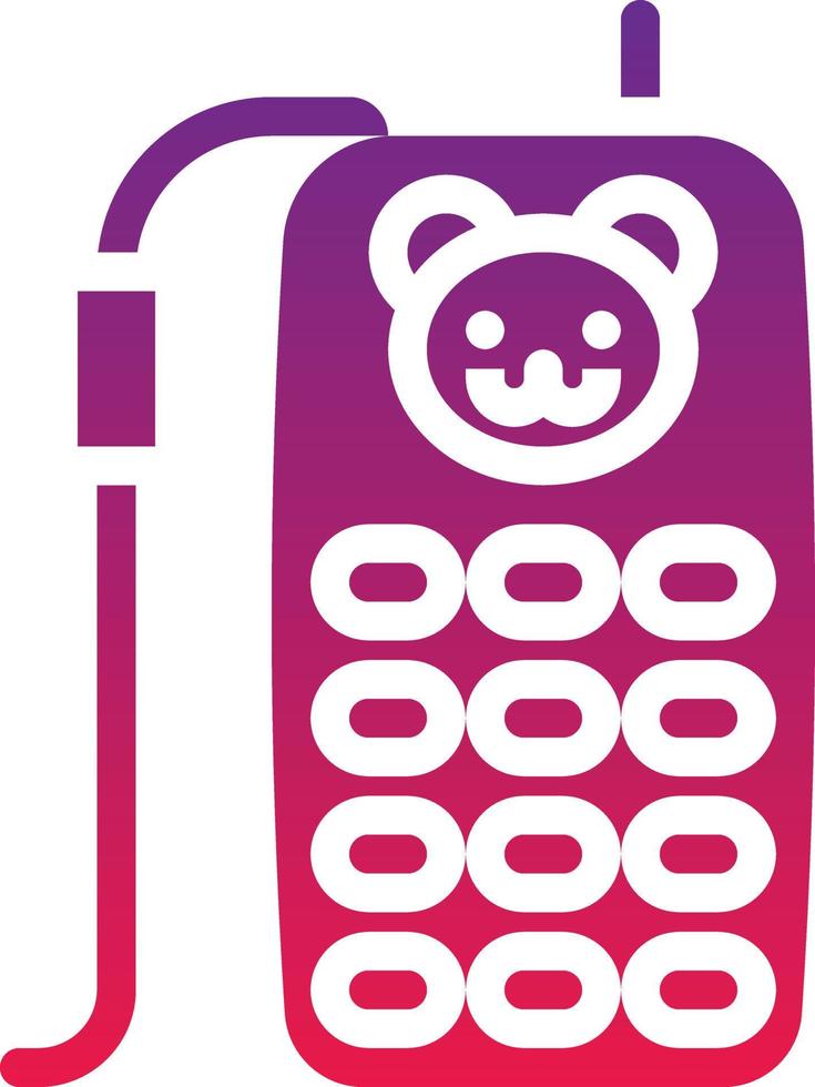 accesorios de bebé para teléfono de juguete móvil - icono de gradiente sólido vector