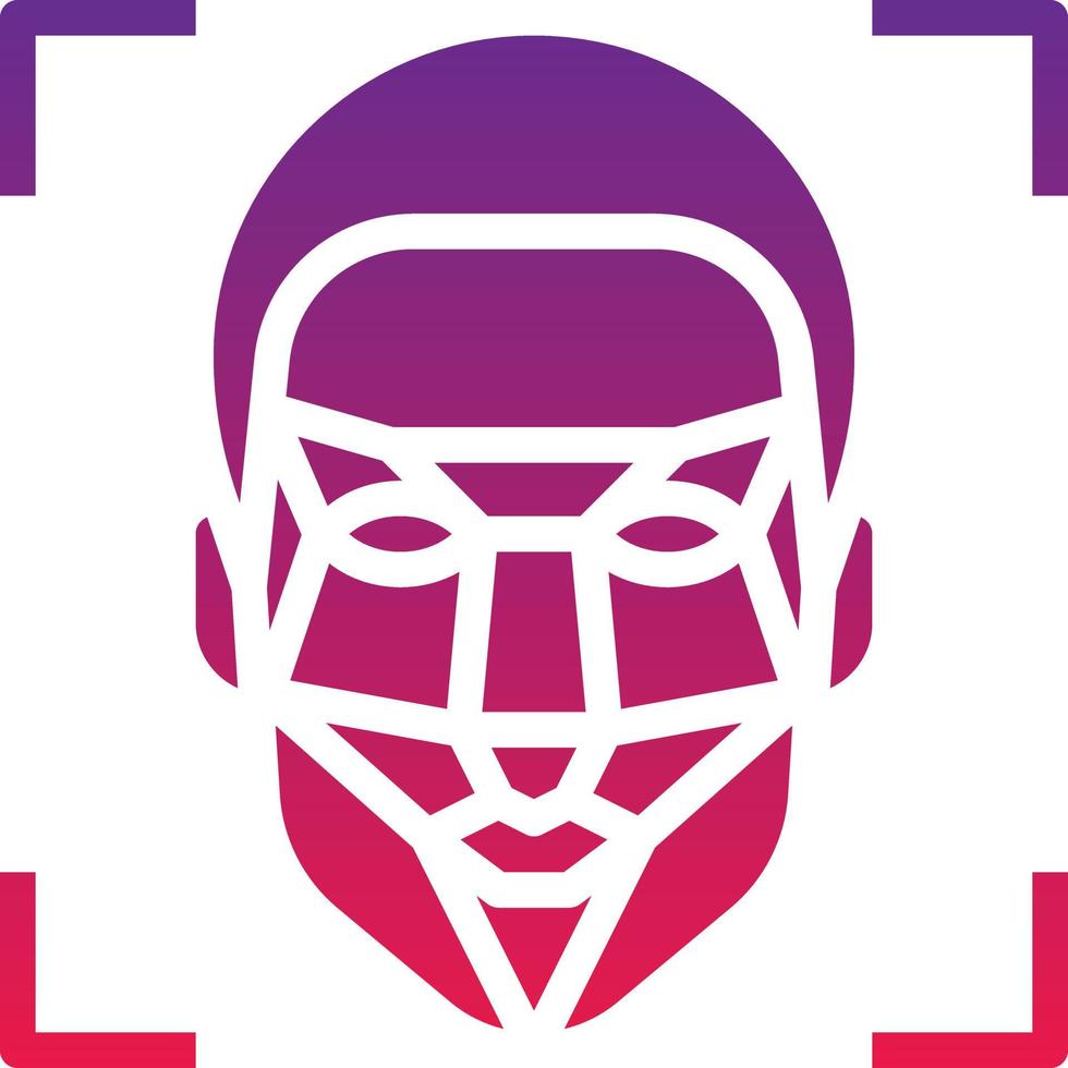facial recognition scan ai artificial intelligence - solid gradient icon vector
