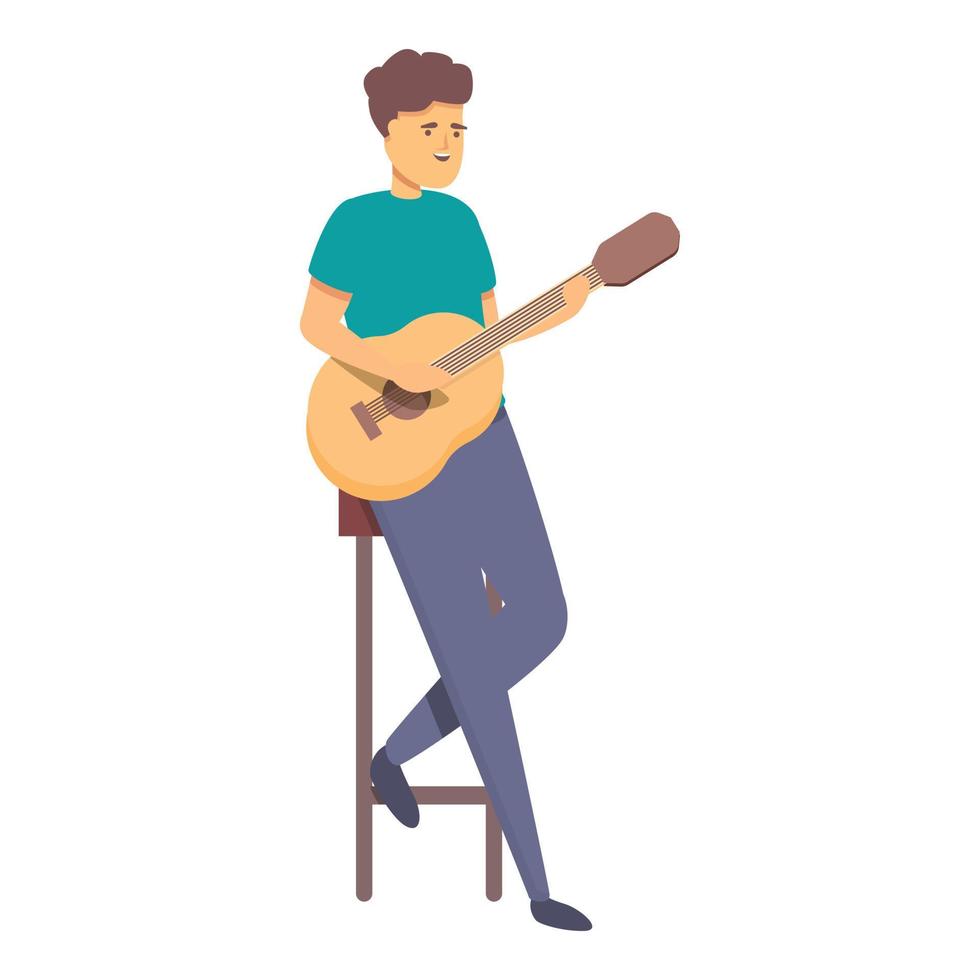 Guitar music vlogger icon cartoon vector. Live stream vector