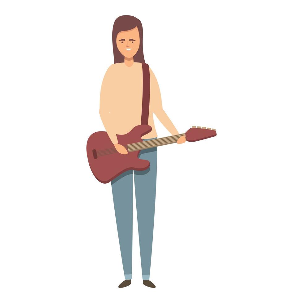 vector de dibujos animados de icono de guitarra eléctrica callejera. músico cantante