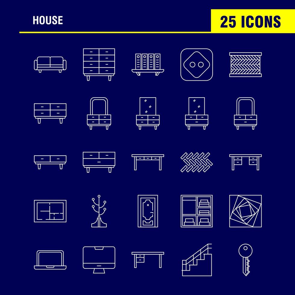 House Line Icon for Web Print and Mobile UXUI Kit Such as Couch Furniture Sofa Interior Chest Drawer Furniture Keep Pictogram Pack Vector