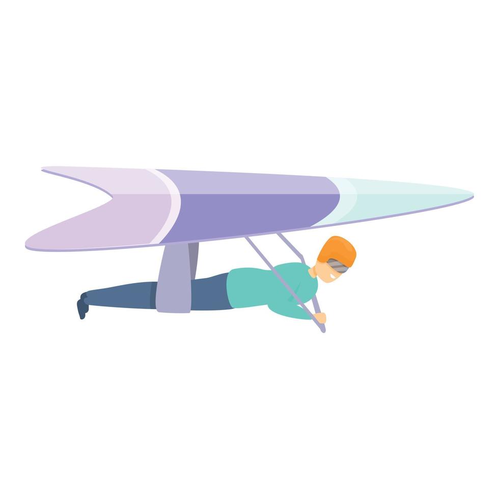 Flying hang glider icon, cartoon style vector