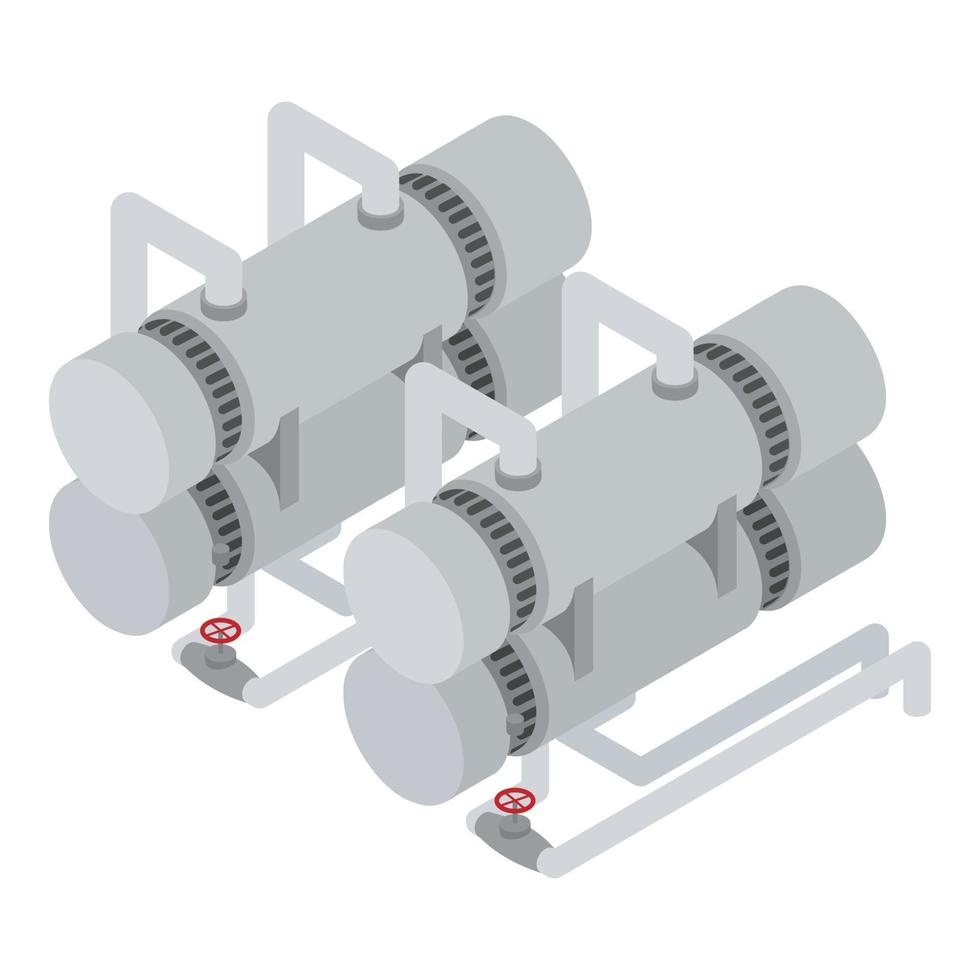 icono de tanques de plantas de refinería industrial, estilo isométrico vector