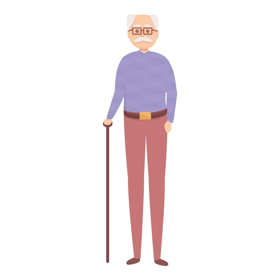 Grandpa with glasses icon, cartoon style vector