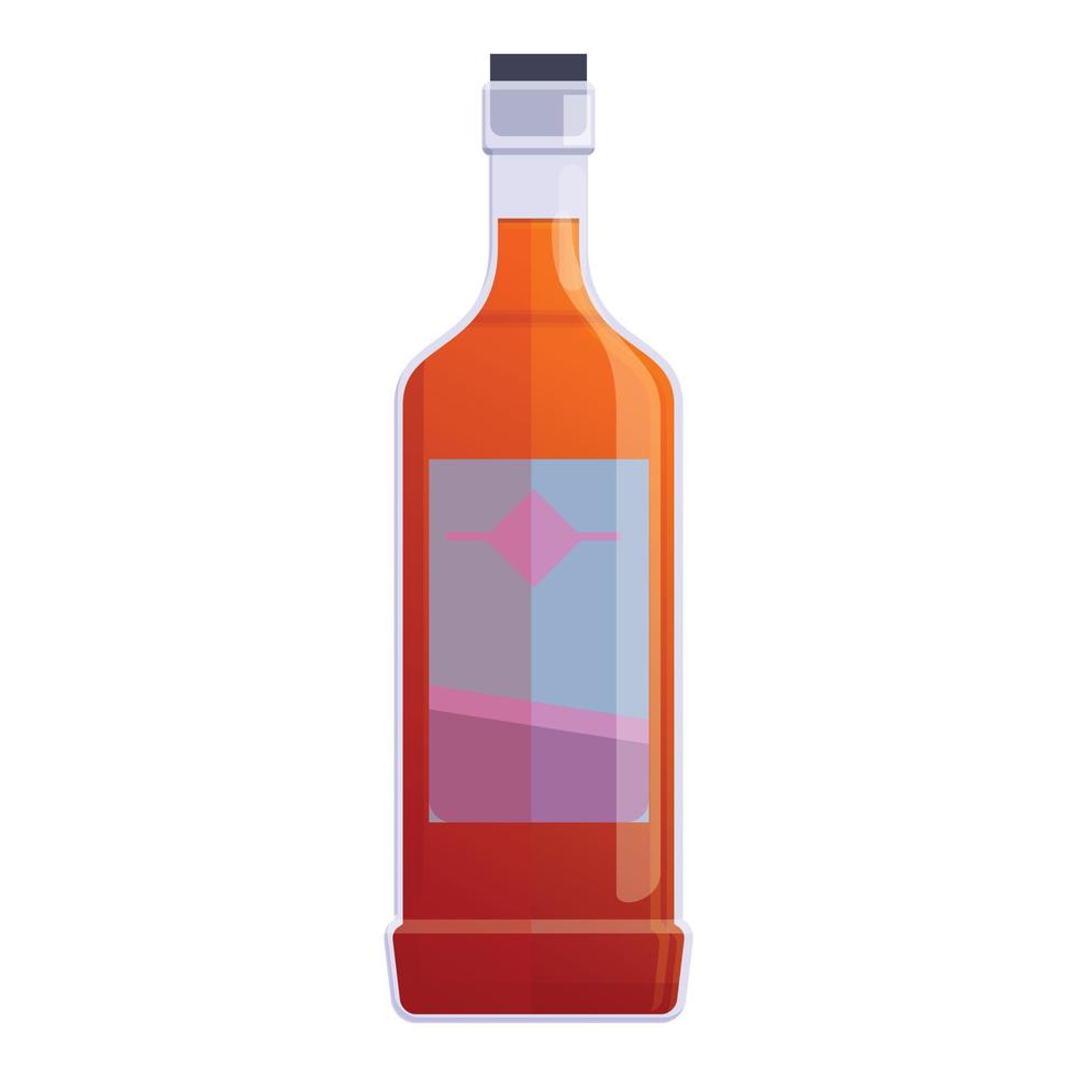 Bourbon bottle icon, cartoon style vector