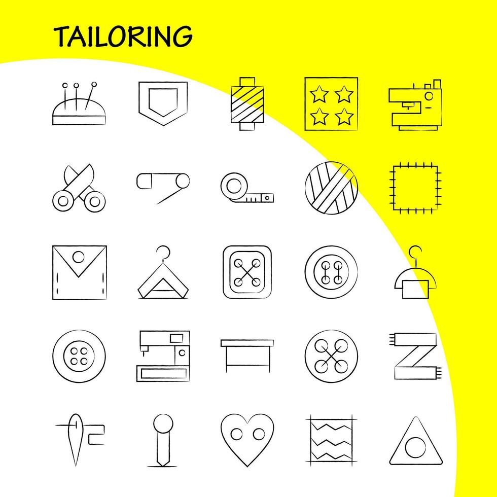 Tailoring Hand Drawn Icon Pack For Designers And Developers Icons Of Knit Machine Scissors Sewing Buttons Knit Machine Sewing Vector