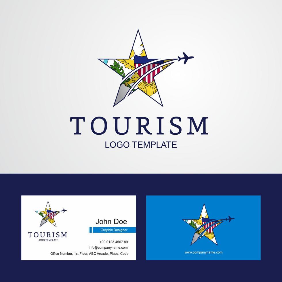 viaje islas vírgenes bandera de estados unidos logotipo de estrella creativa y diseño de tarjeta de visita vector
