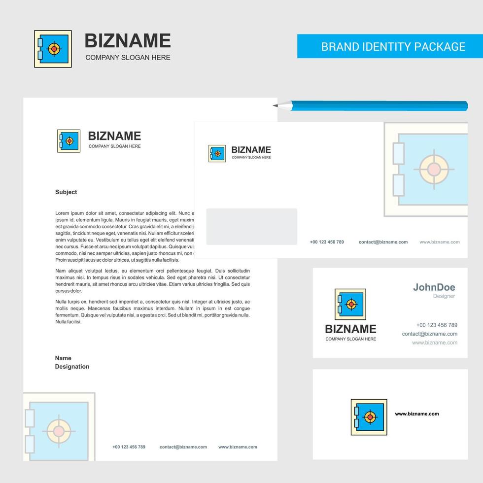 Locker Business Letterhead Envelope and visiting Card Design vector template