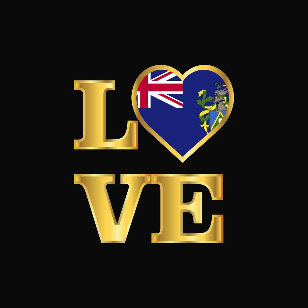 Love typography Pitcairn Islnand flag design vector Gold lettering