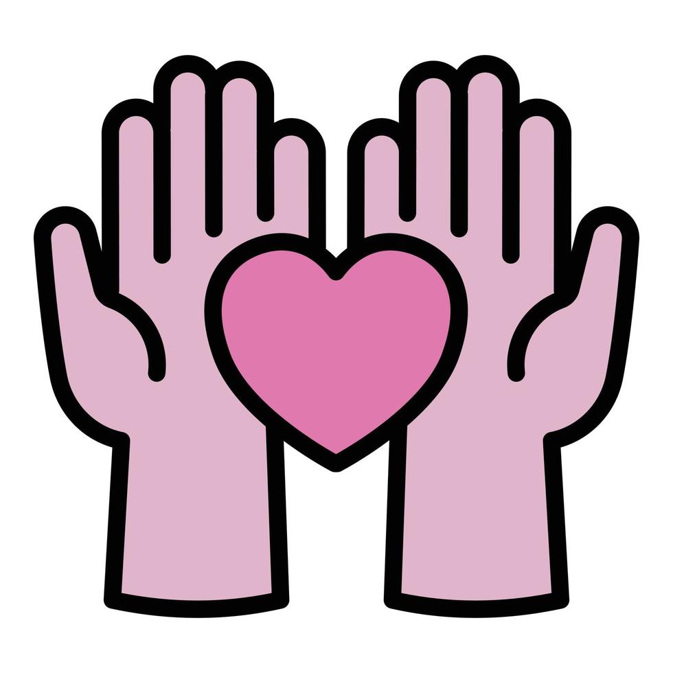 Care love hands icon outline vector. Social help vector