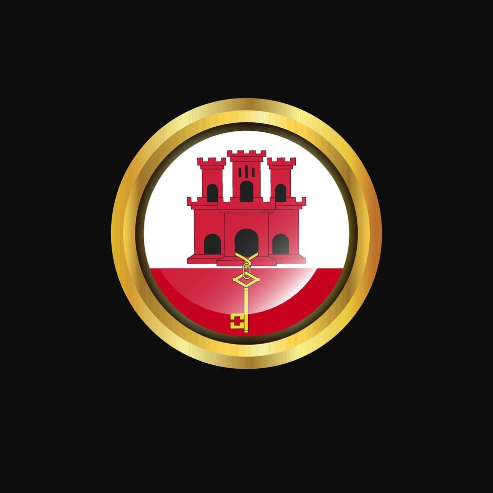 Gibraltar flag Golden button vector