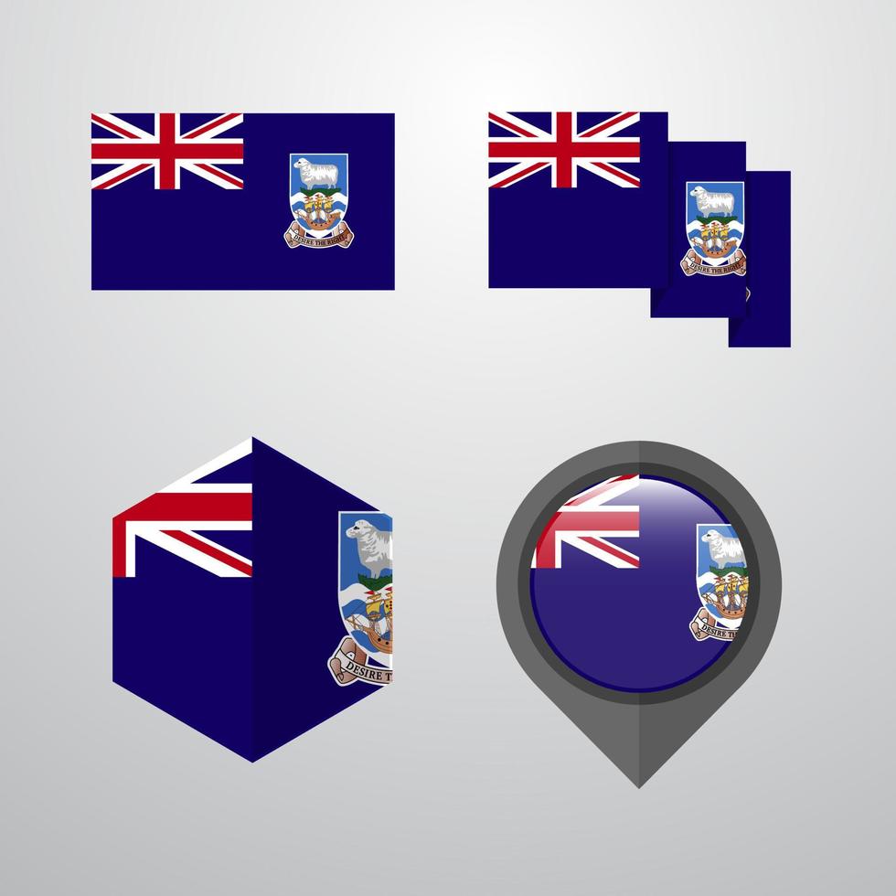 Falkland Islands flag design set vector