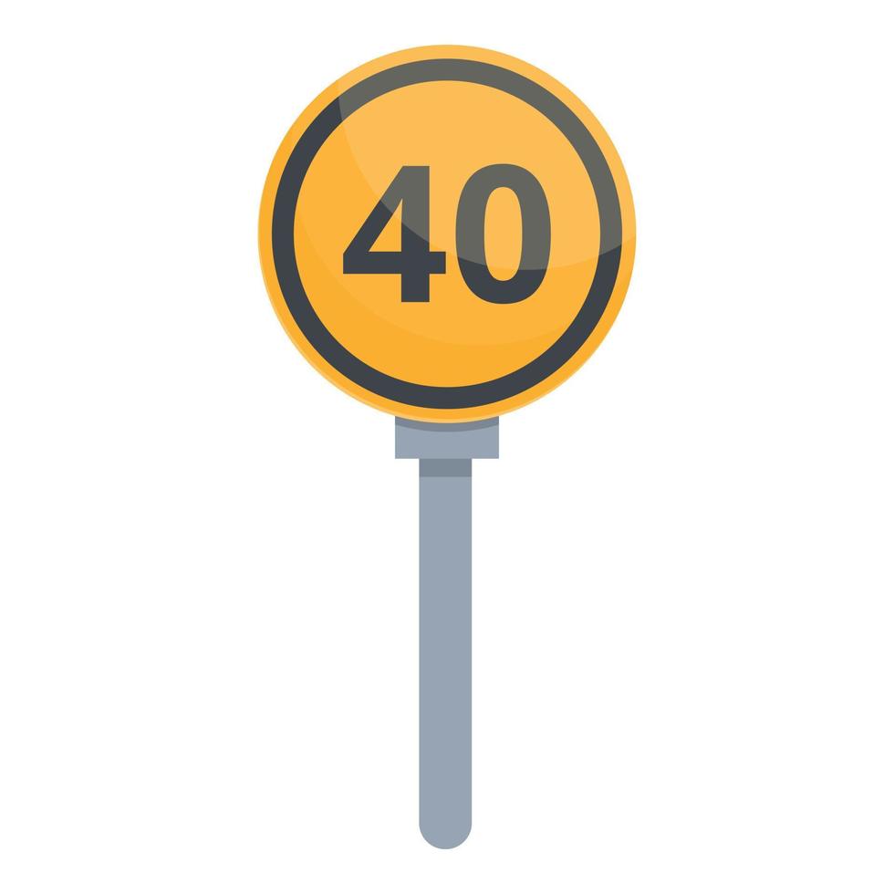 Road construction speed limit icon, cartoon style vector
