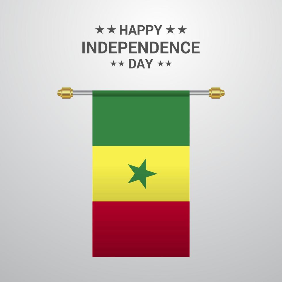 Senegal Independence day hanging flag background vector