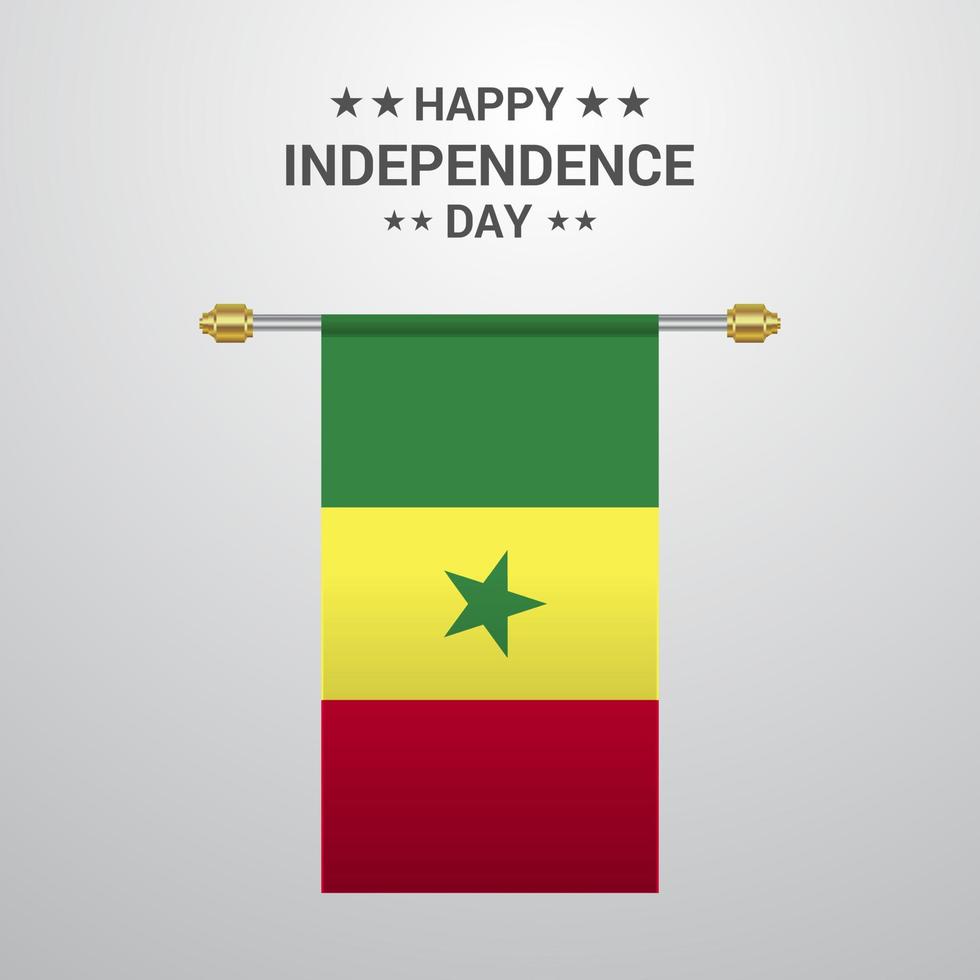 fondo de bandera colgante del día de la independencia de senegal vector