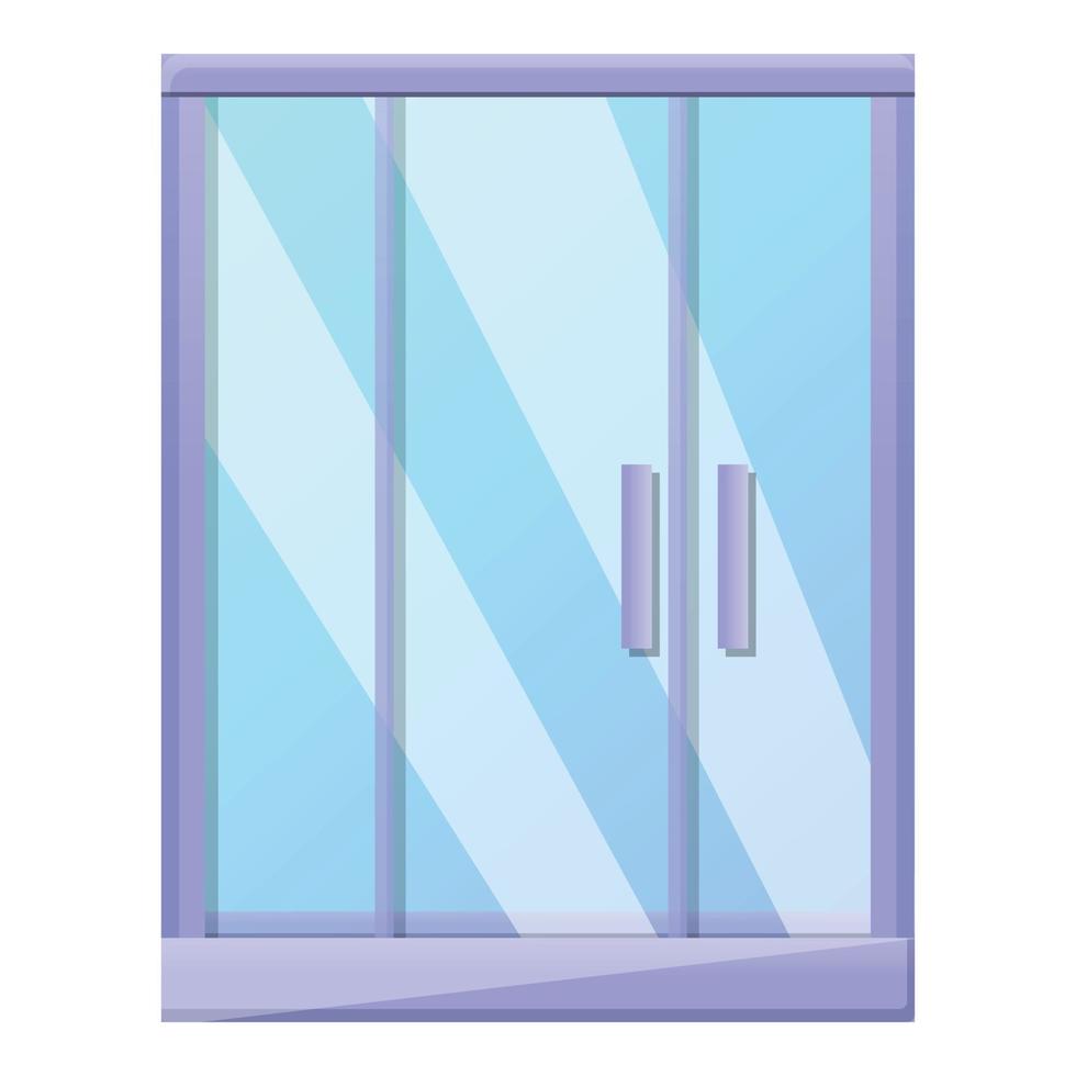 Door shower stall icon, cartoon style vector