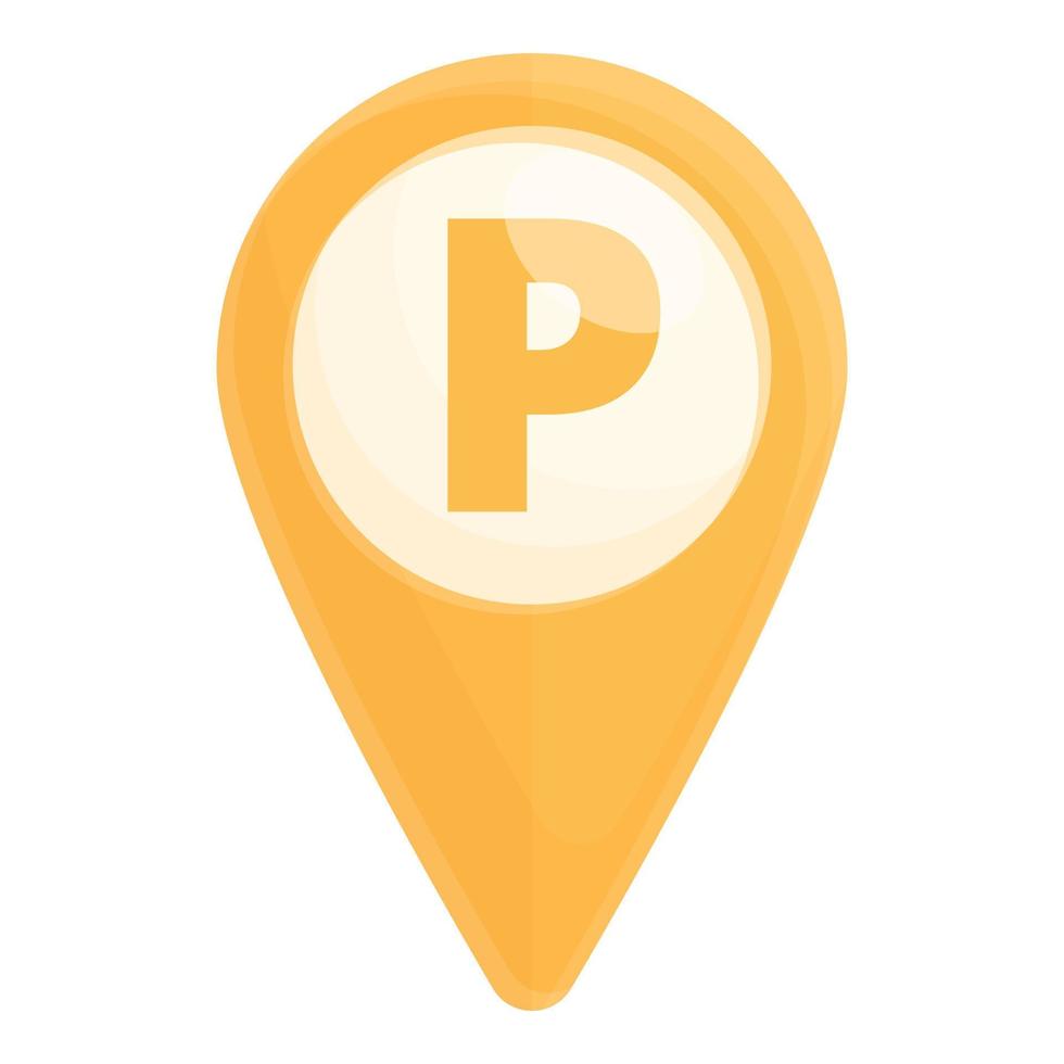 Paid parking location icon, cartoon style vector