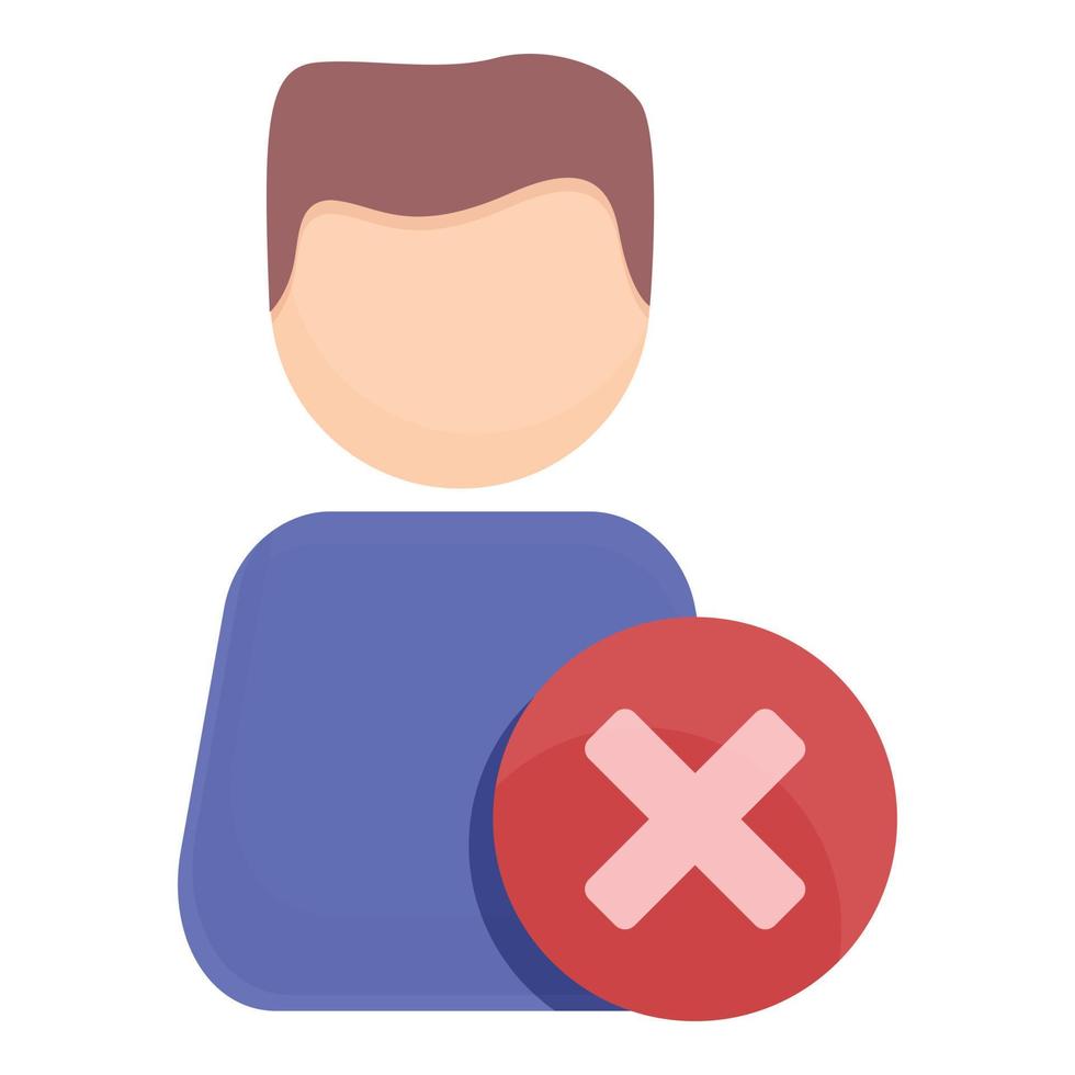 Delete work user icon, cartoon style vector