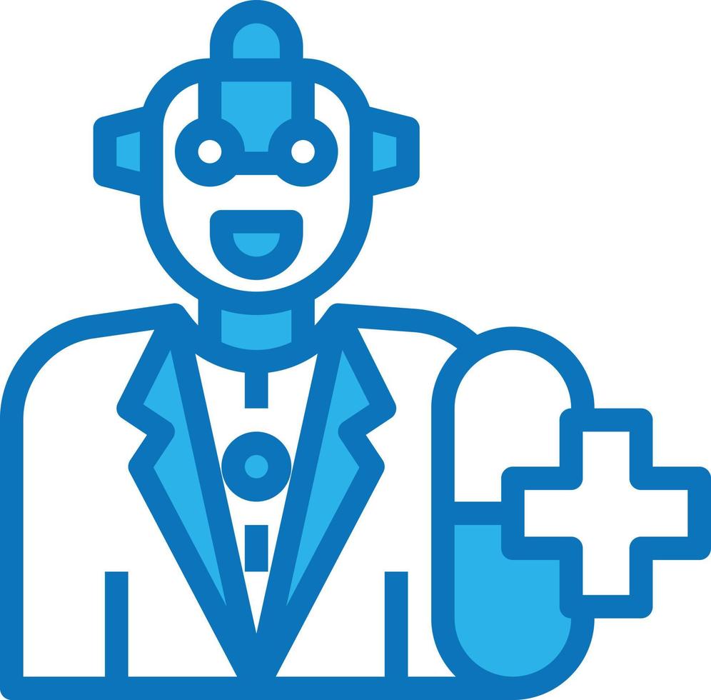 pharmacy robot ai artificial intelligence - blue icon vector