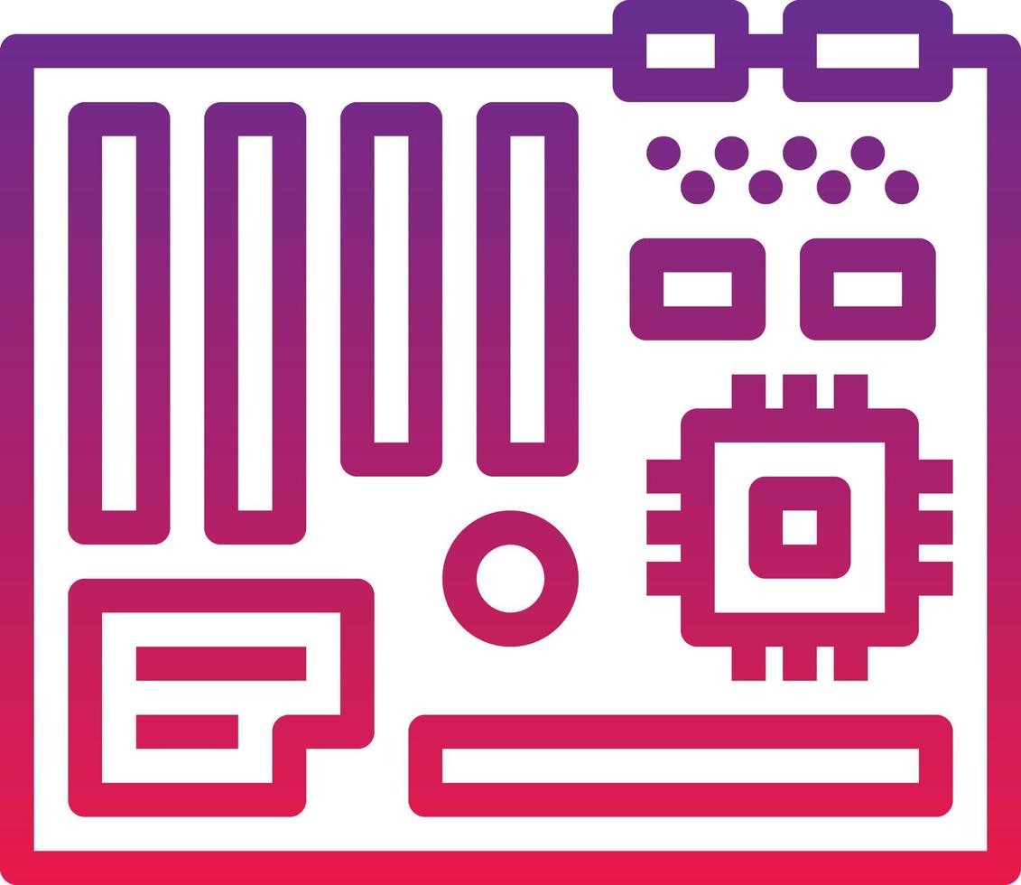 mainboard cpu slots computer accessory - gradient icon vector