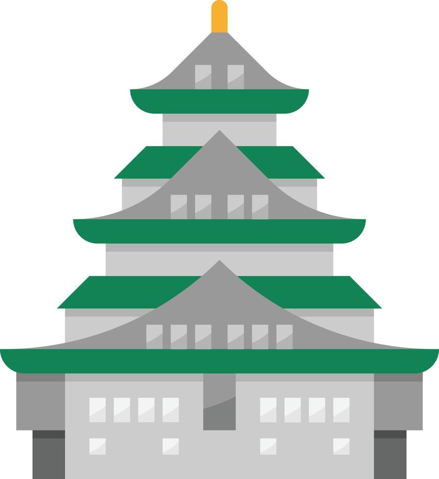 castillo osaka palacio real japón - icono plano vector