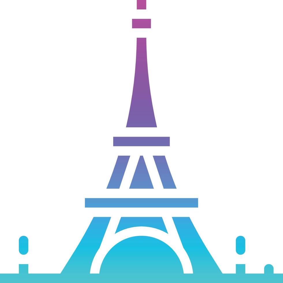 punto de referencia de la torre eiffel parís francia - icono de gradiente sólido vector