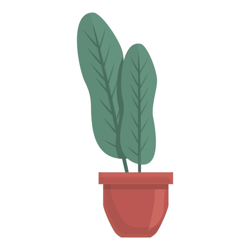 Flat leaf plant pot icon, cartoon style vector