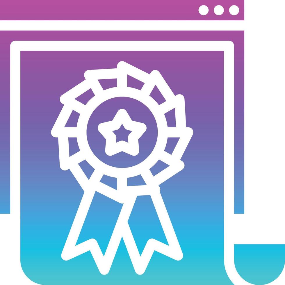 quality content award website seo - solid gradient icon vector