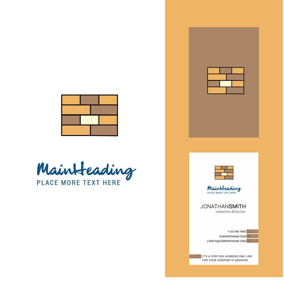 vector de diseño vertical de tarjeta de visita y logotipo creativo de pared de ladrillos