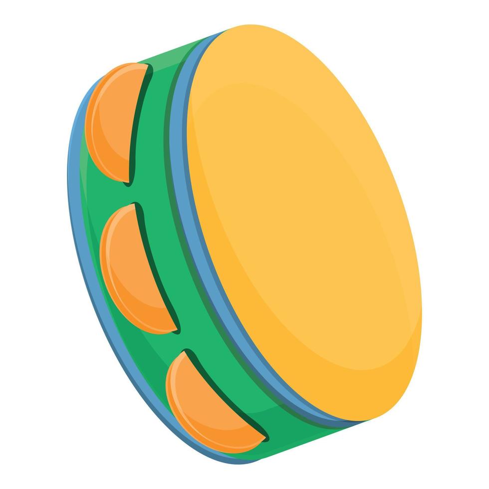 Tambourine old icon, cartoon style vector