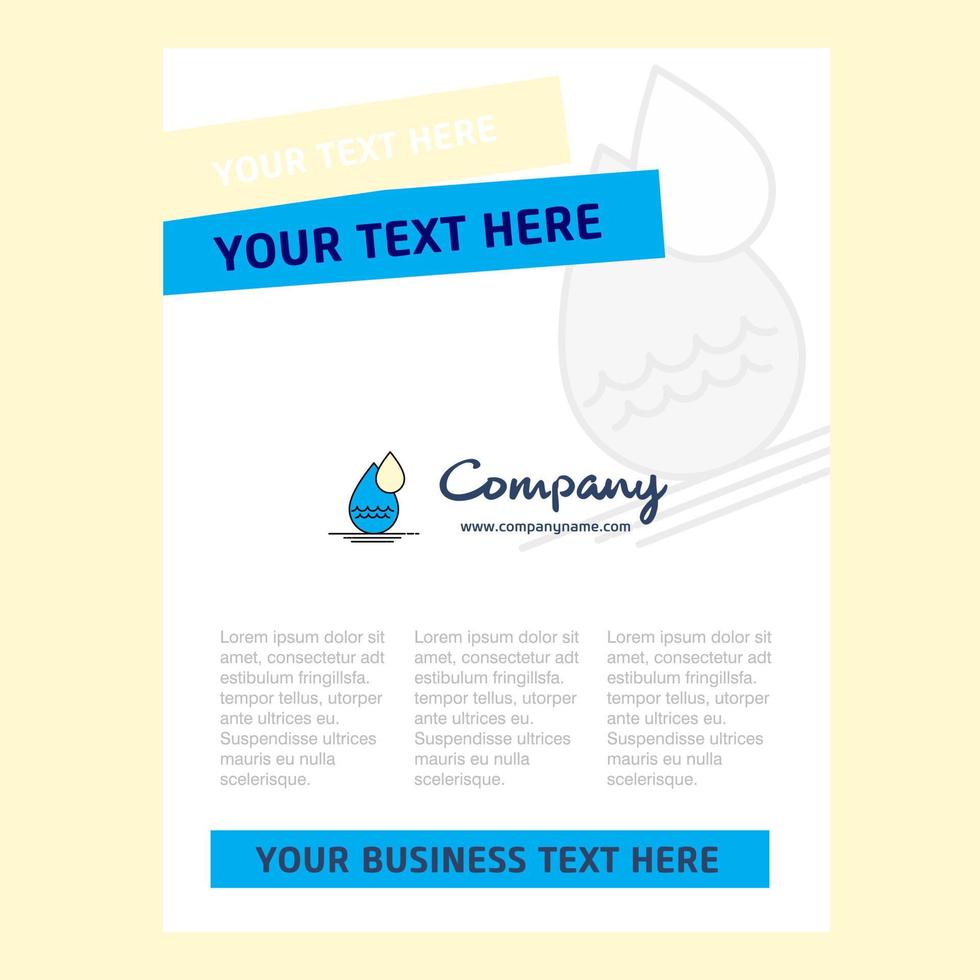 Water drop Title Page Design for Company profile annual report presentations leaflet Brochure Vector Background