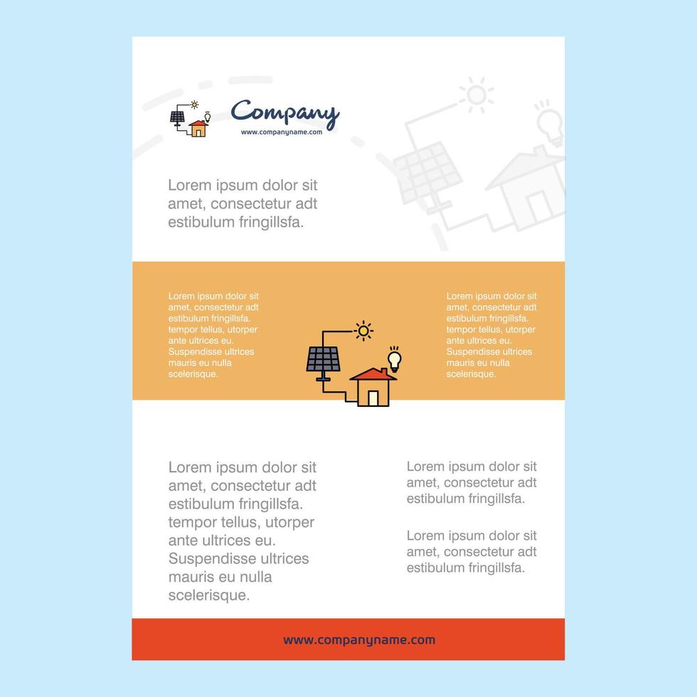 Template layout for Solar panel comany profile annual report presentations leaflet Brochure Vector Background
