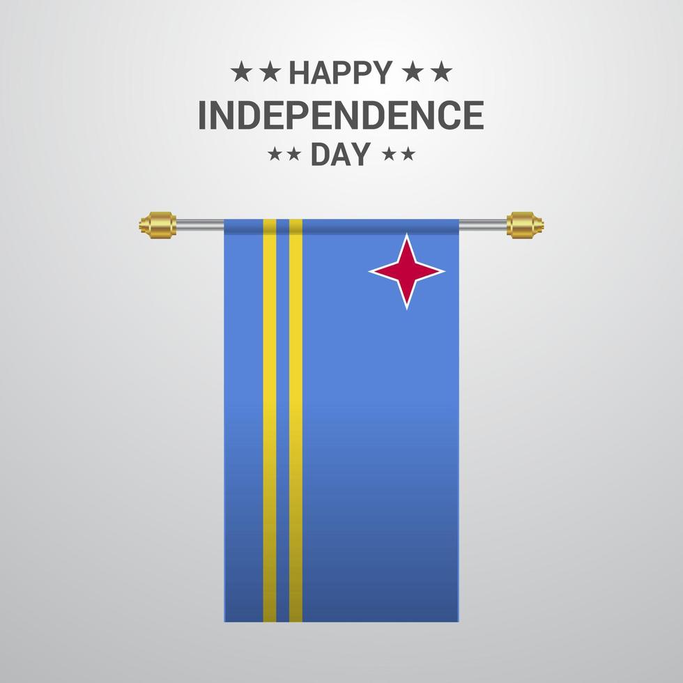 Aruba Independence day hanging flag background vector