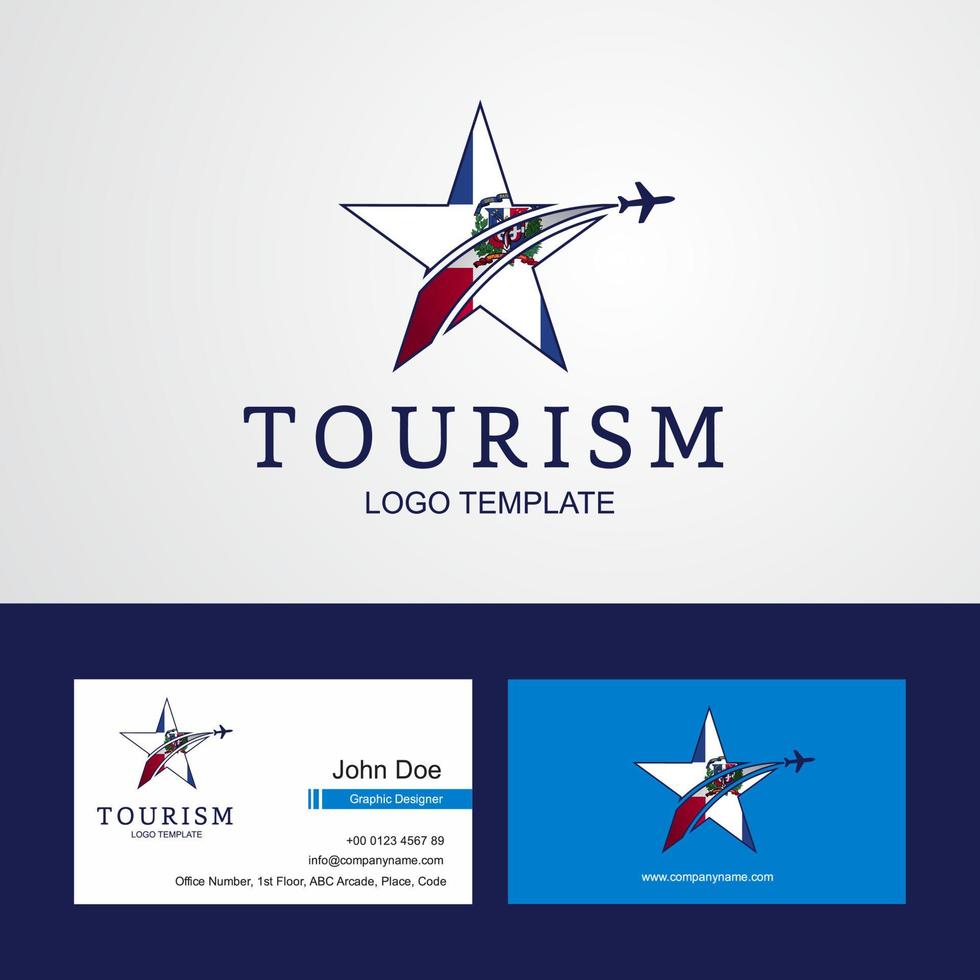 viaje bandera de república dominicana logotipo de estrella creativa y diseño de tarjeta de visita vector